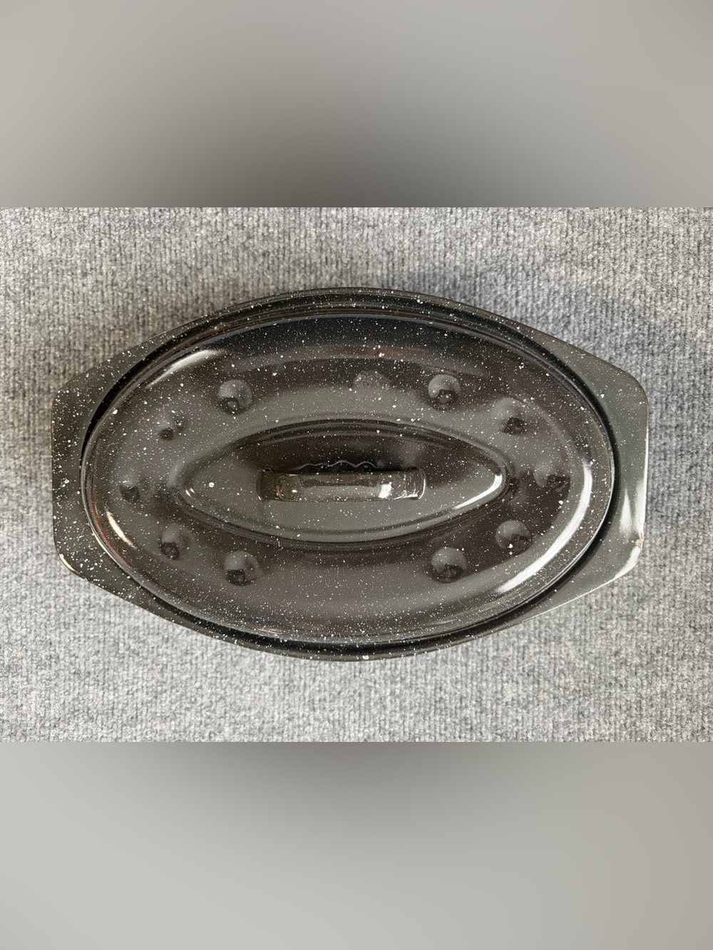 Granite Ware  13” Roasting Pan Black Speckled Enamel w/ Lid & Handles